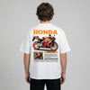 White Honda CBR Repsol t-shirt back view with Repsol racing livery bike graphic print | Durty Bikerz