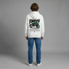 White Kawasaki Ninja 400 KRT hoodie full body back view showing large Ninja 400 KRT back print | Durty Bikerz