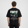 Black Kawasaki Ninja 400 KRT t-shirt back view with Ninja 400 KRT motorcycle graphic print | Durty Bikerz