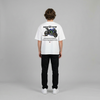 White Monster Energy Yamaha MotoGP t-shirt full body back view showing large MotoGP back print | Durty Bikerz