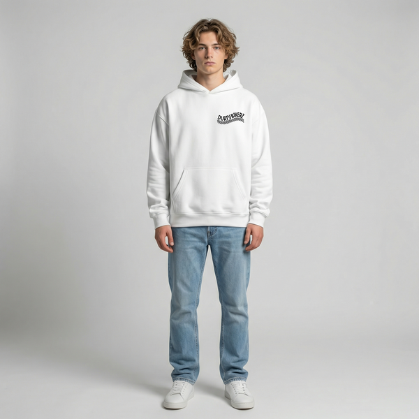 White Suzuki GSX-R 1000 hoodie full body front view | Durty Bikerz