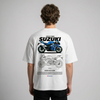 White Suzuki GSX-R 1000 t-shirt back view with GSX-R 1000 motorcycle graphic print | Durty Bikerz