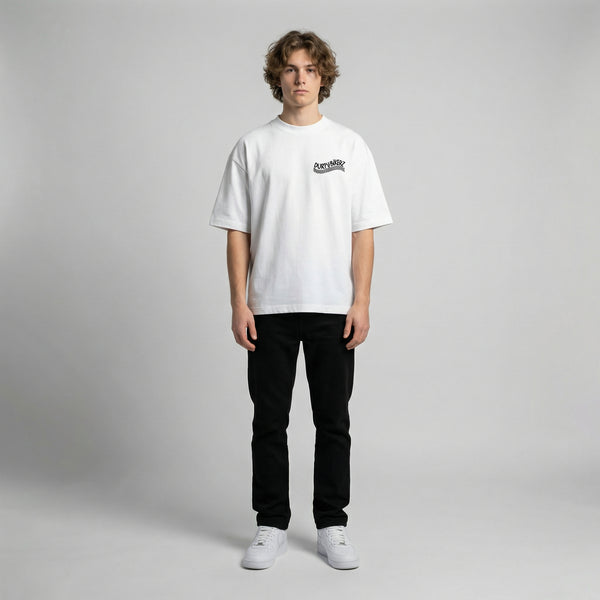 White Suzuki GSX-R 1000 t-shirt full body front view | Durty Bikerz