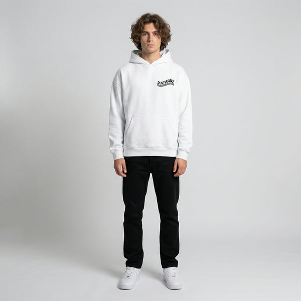 White Suzuki Hayabusa hoodie full body front view | Durty Bikerz