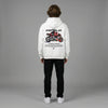 White Team Aprilia Racing MotoGP hoodie full body back view showing large MotoGP back print | Durty Bikerz