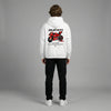 White Team Ducati MotoGP hoodie full body back view showing large MotoGP back print | Durty Bikerz
