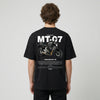 Black Yamaha MT-07 t-shirt back view with MT-07 motorcycle graphic print | Durty Bikerz
