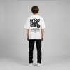 White Yamaha MT-07 t-shirt full body back view showing large MT-07 back print | Durty Bikerz