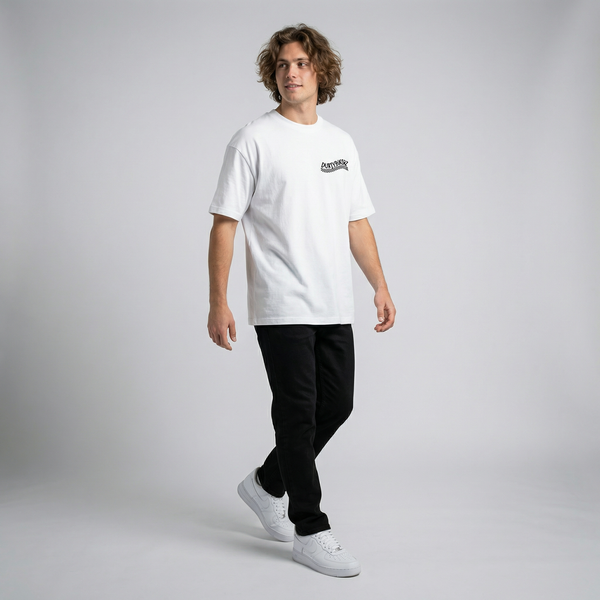 White Yamaha MT-07 t-shirt full body front view | Durty Bikerz