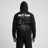 Black Yamaha MT-09 hoodie back view with MT-09 motorcycle graphic print | Durty Bikerz
