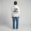 White Yamaha Ténéré hoodie full body back view showing large Ténéré back print | Durty Bikerz