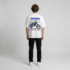 White Yamaha YZ250 t-shirt full body back view showing large YZ250 back print | Durty Bikerz