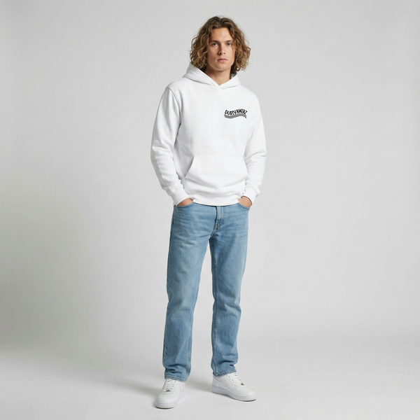 White Yamaha YZF-R1 hoodie full body front view | Durty Bikerz